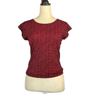 Guess Jeans Black & Red Nylon Logo Short Sleeve Top (Size: Medium)